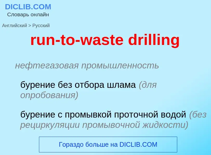 What is the Russian for run-to-waste drilling? Translation of &#39run-to-waste drilling&#39 to Russi