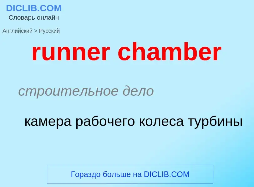 Как переводится runner chamber на Русский язык