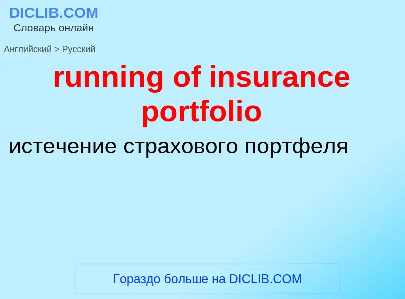 Как переводится running of insurance portfolio на Русский язык