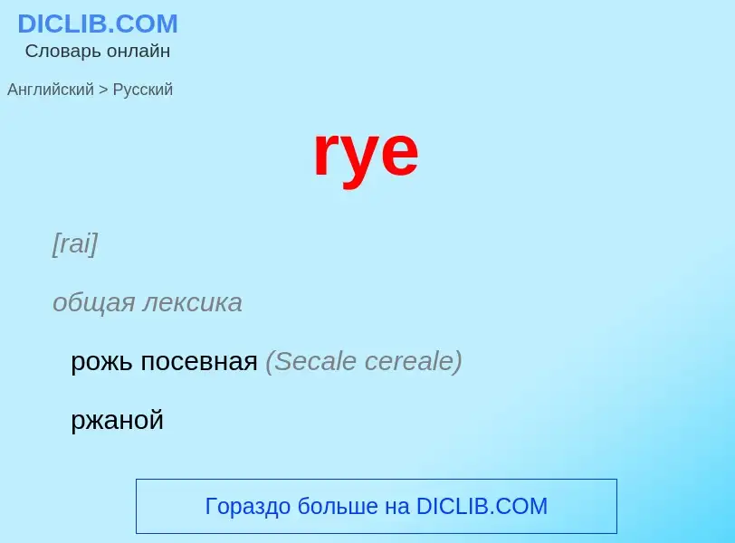 Как переводится rye на Русский язык