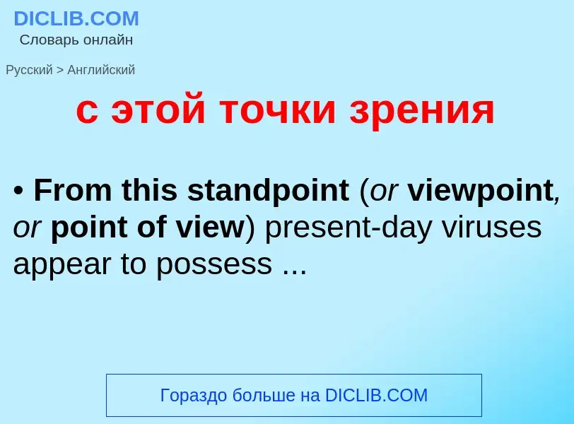 Как переводится с этой точки зрения на Английский язык