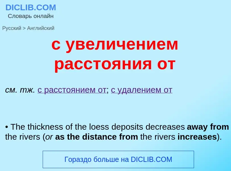 Как переводится с увеличением расстояния от на Английский язык