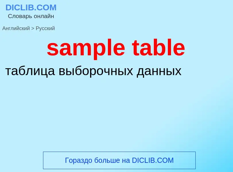 ¿Cómo se dice sample table en Ruso? Traducción de &#39sample table&#39 al Ruso