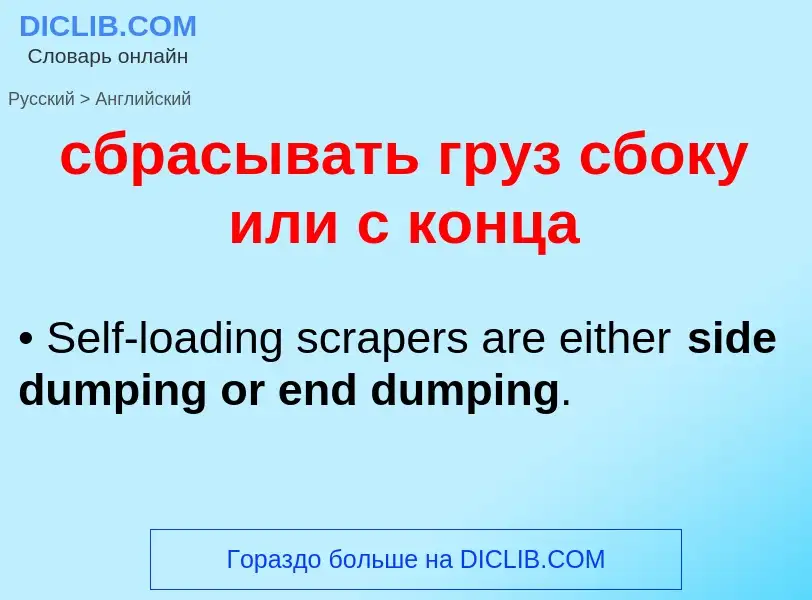 ¿Cómo se dice сбрасывать груз сбоку или с конца en Inglés? Traducción de &#39сбрасывать груз сбоку и