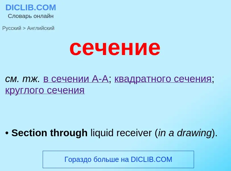 Como se diz сечение em Inglês? Tradução de &#39сечение&#39 em Inglês