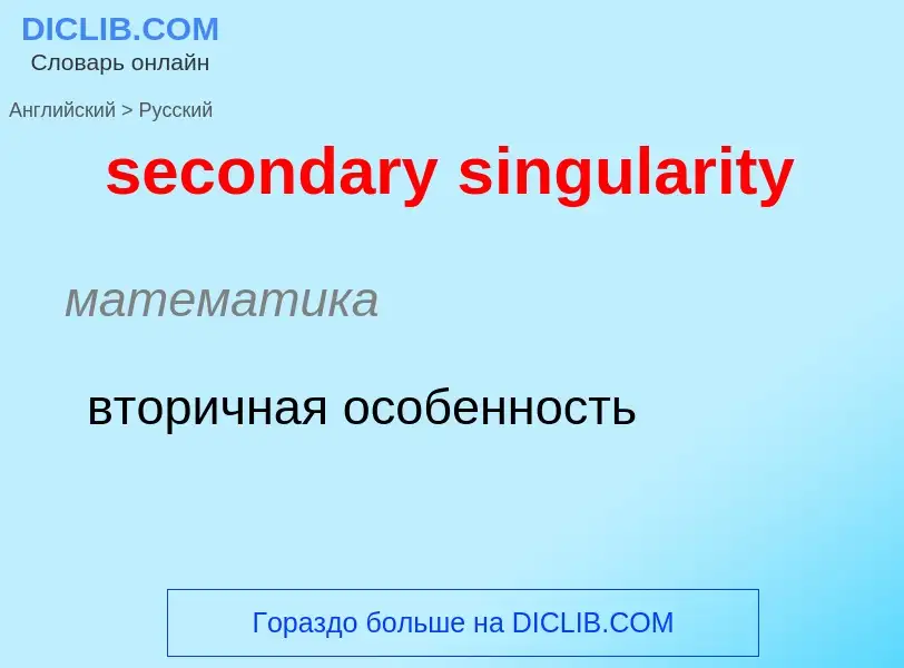 What is the Russian for secondary singularity? Translation of &#39secondary singularity&#39 to Russi