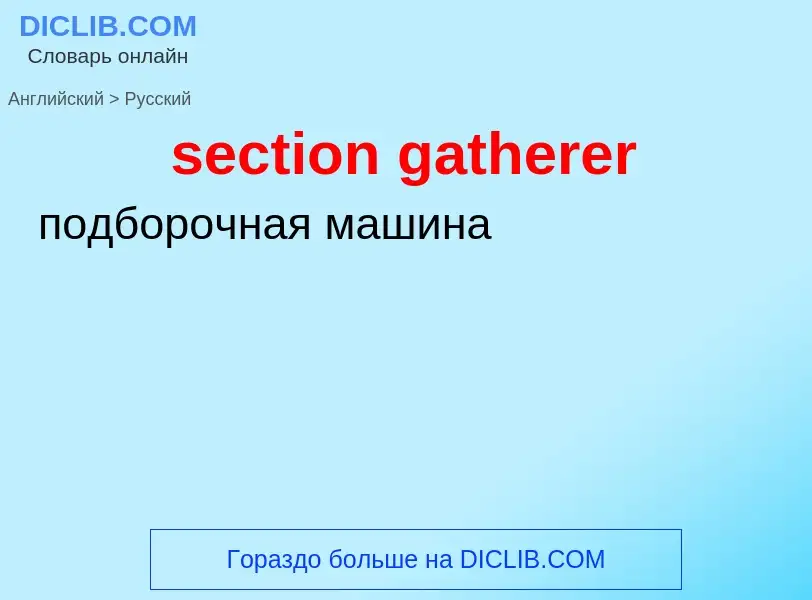 ¿Cómo se dice section gatherer en Ruso? Traducción de &#39section gatherer&#39 al Ruso