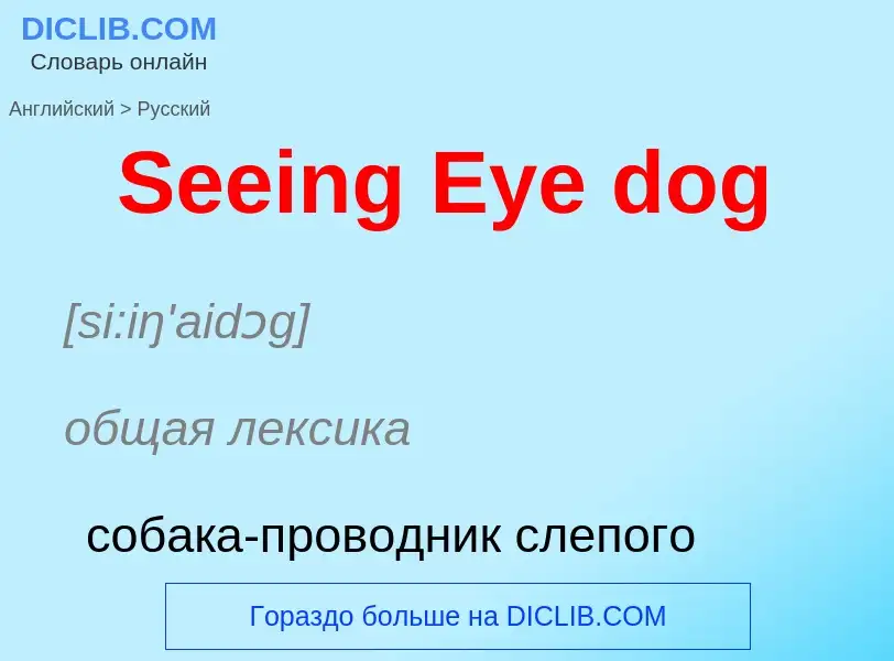 ¿Cómo se dice Seeing Eye dog en Ruso? Traducción de &#39Seeing Eye dog&#39 al Ruso