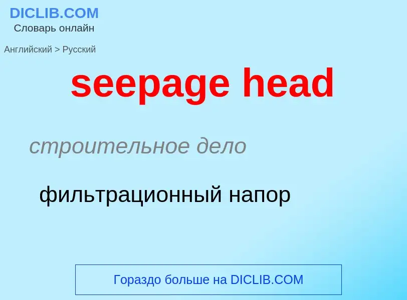 Как переводится seepage head на Русский язык