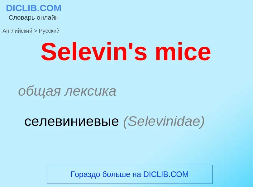 ¿Cómo se dice Selevin's mice en Ruso? Traducción de &#39Selevin's mice&#39 al Ruso