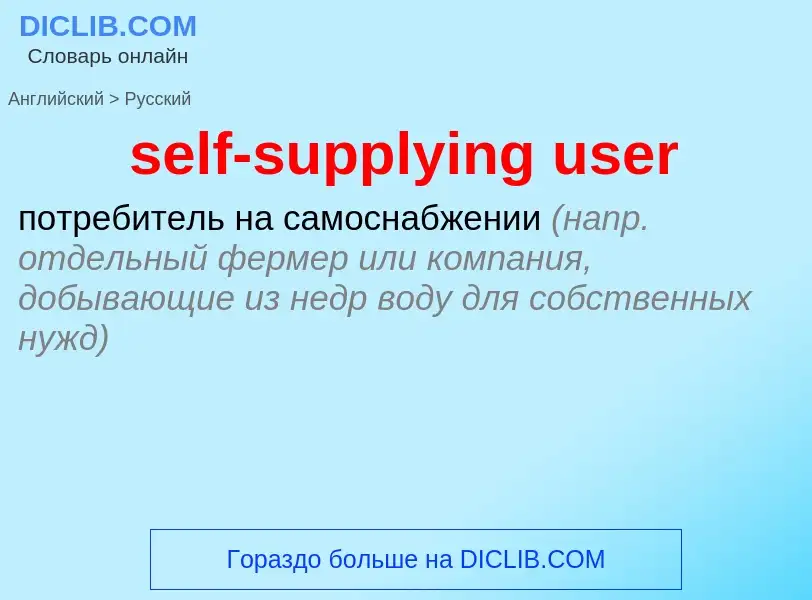 Как переводится self-supplying user на Русский язык