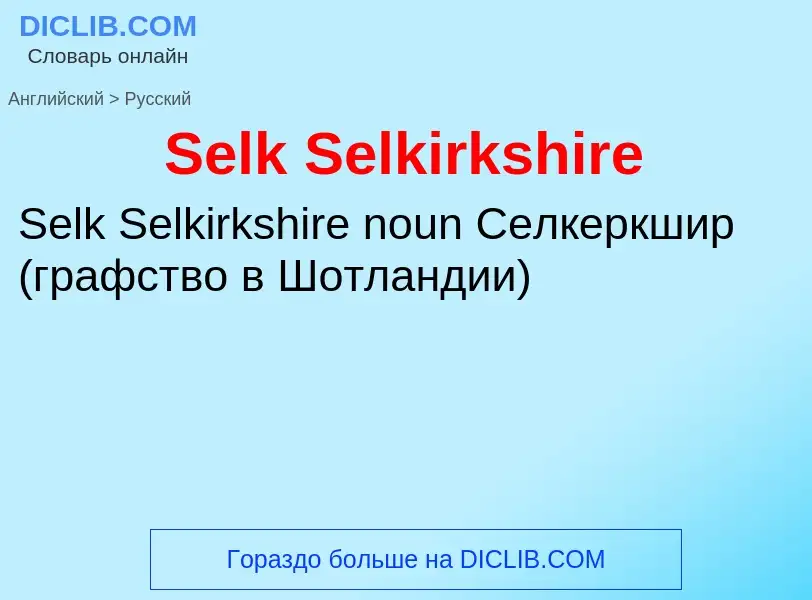 ¿Cómo se dice Selk Selkirkshire en Ruso? Traducción de &#39Selk Selkirkshire&#39 al Ruso