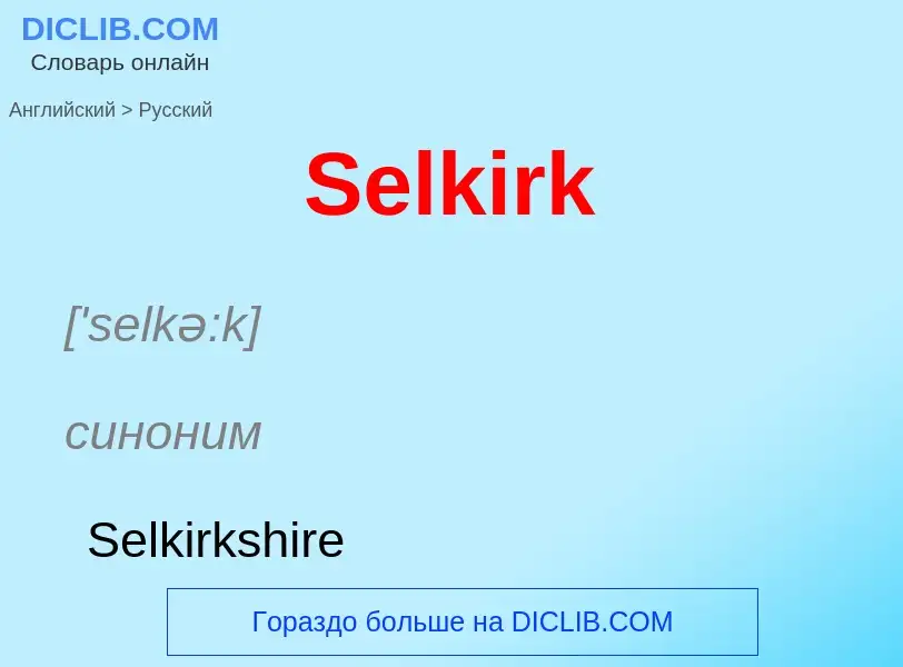 ¿Cómo se dice Selkirk en Ruso? Traducción de &#39Selkirk&#39 al Ruso