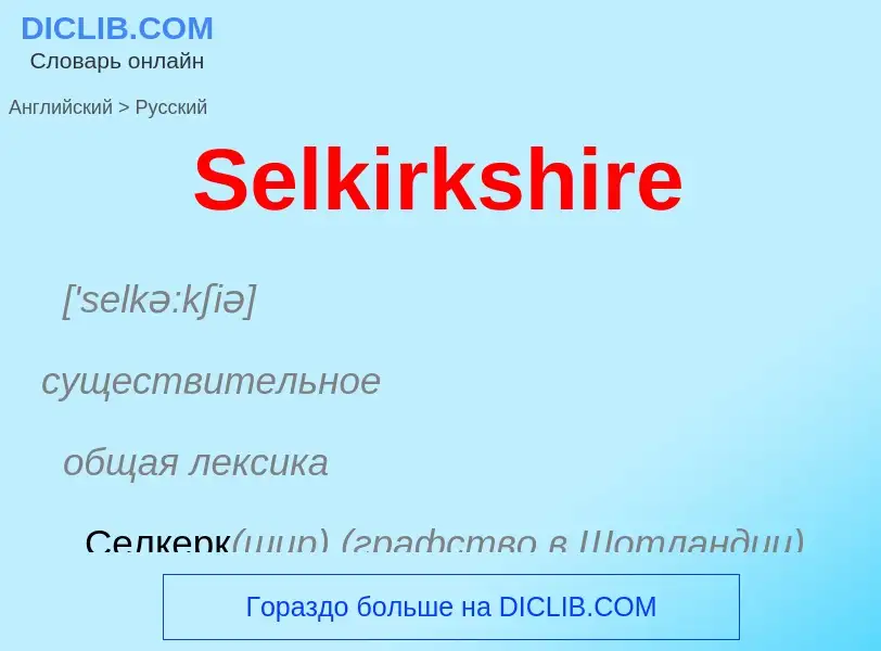 ¿Cómo se dice Selkirkshire en Ruso? Traducción de &#39Selkirkshire&#39 al Ruso