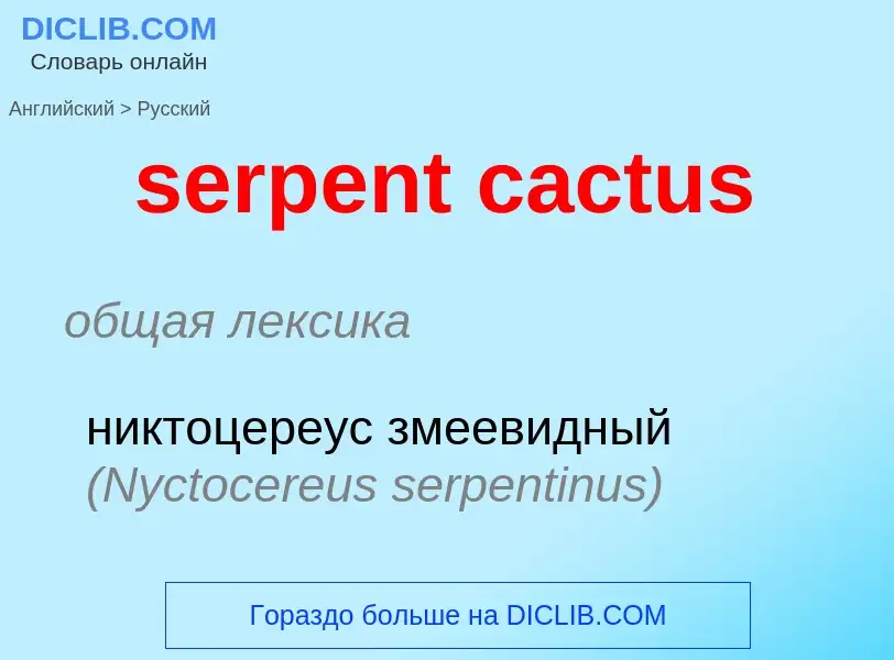 What is the Russian for serpent cactus? Translation of &#39serpent cactus&#39 to Russian