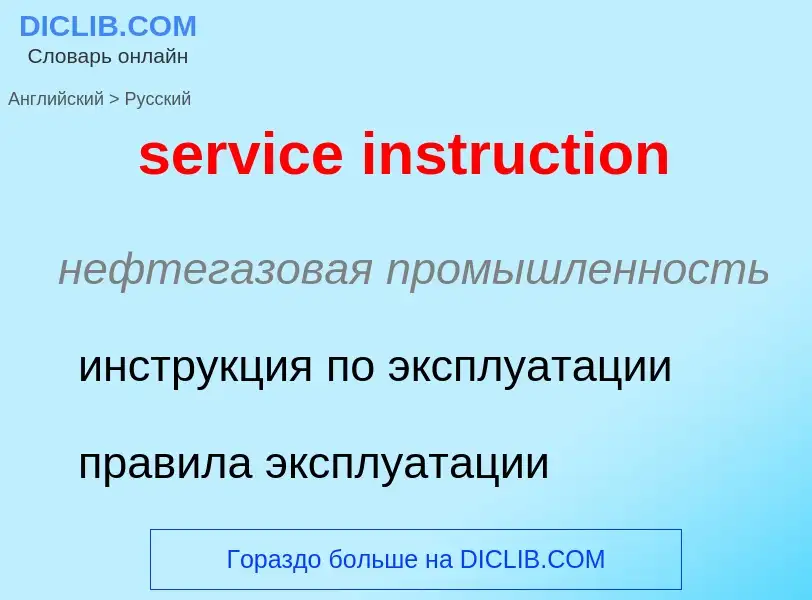 What is the Russian for service instruction? Translation of &#39service instruction&#39 to Russian