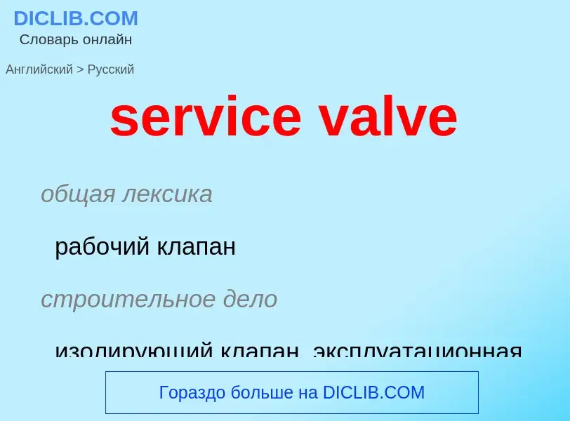 Как переводится service valve на Русский язык