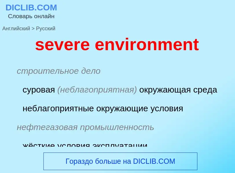 Как переводится severe environment на Русский язык