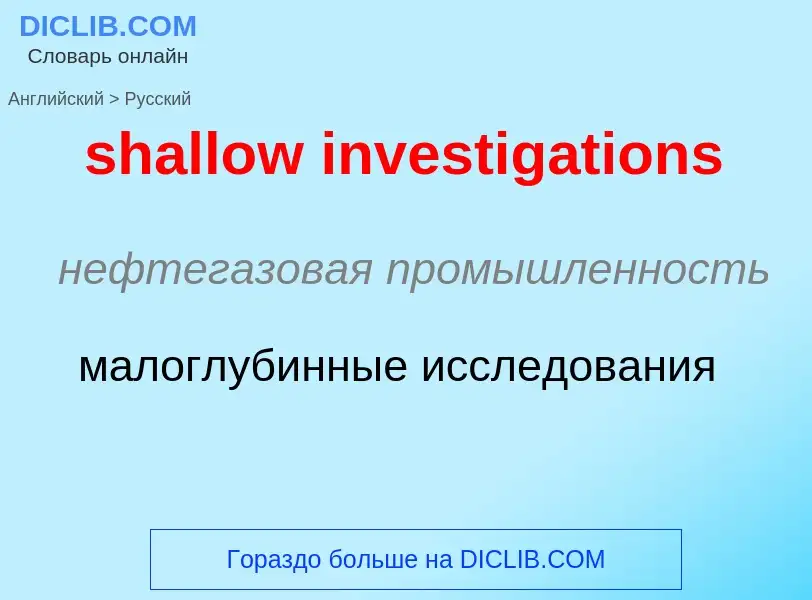 Как переводится shallow investigations на Русский язык