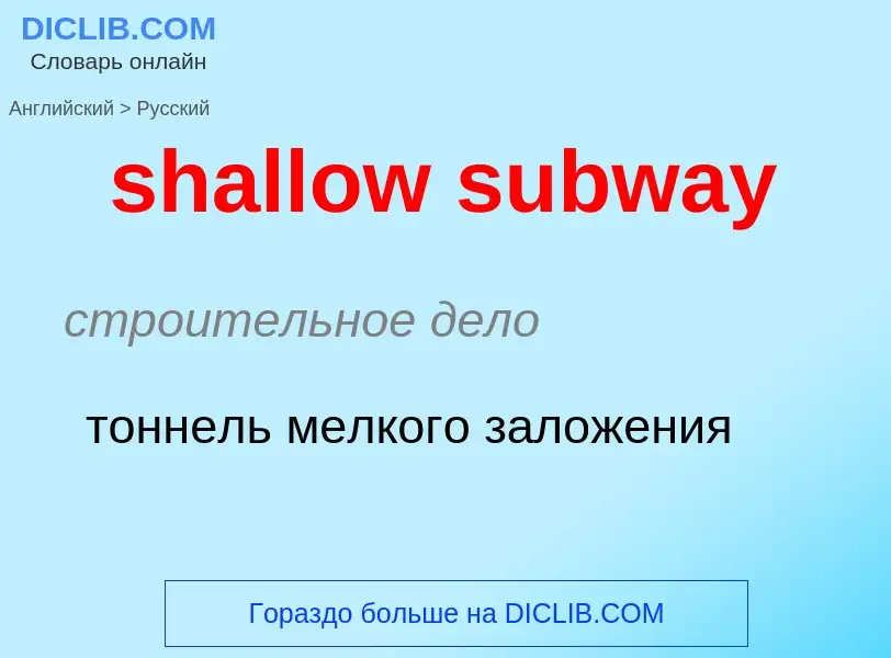 What is the Russian for shallow subway? Translation of &#39shallow subway&#39 to Russian