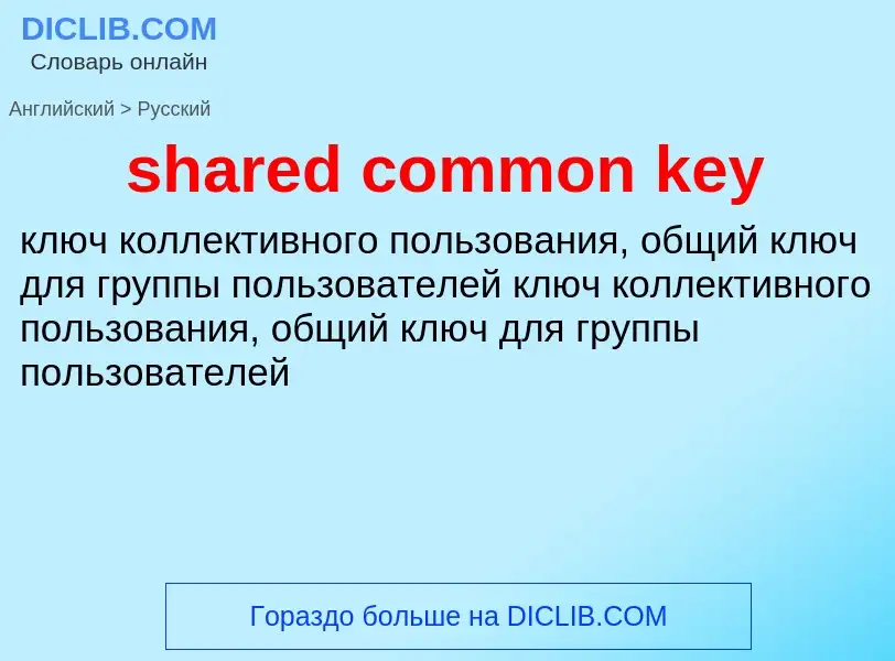 What is the Russian for shared common key? Translation of &#39shared common key&#39 to Russian