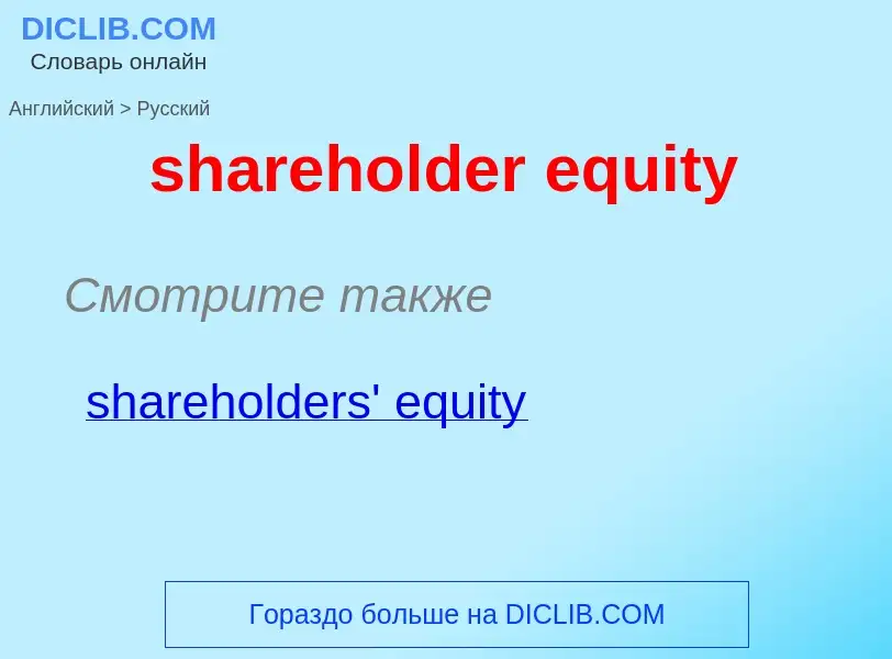 Как переводится shareholder equity на Русский язык