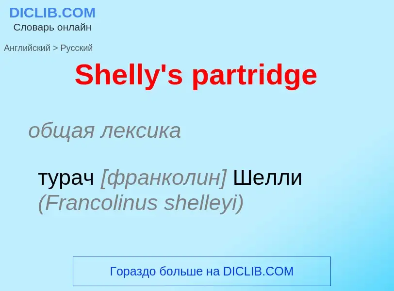 Как переводится Shelly's partridge на Русский язык