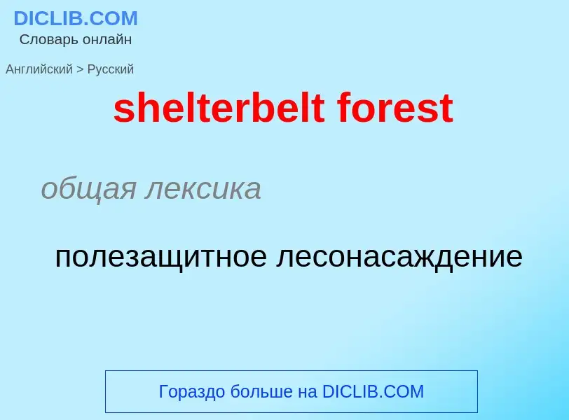 ¿Cómo se dice shelterbelt forest en Ruso? Traducción de &#39shelterbelt forest&#39 al Ruso