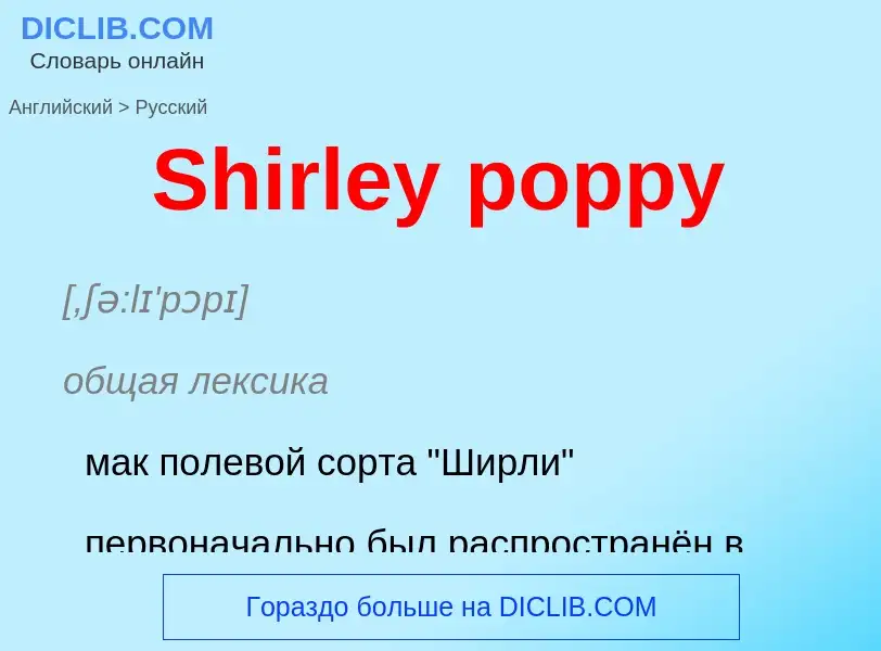 ¿Cómo se dice Shirley poppy en Ruso? Traducción de &#39Shirley poppy&#39 al Ruso