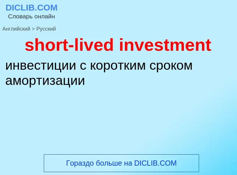 Как переводится short-lived investment на Русский язык