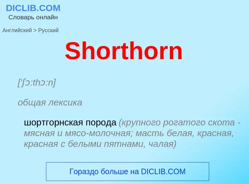 ¿Cómo se dice Shorthorn en Ruso? Traducción de &#39Shorthorn&#39 al Ruso