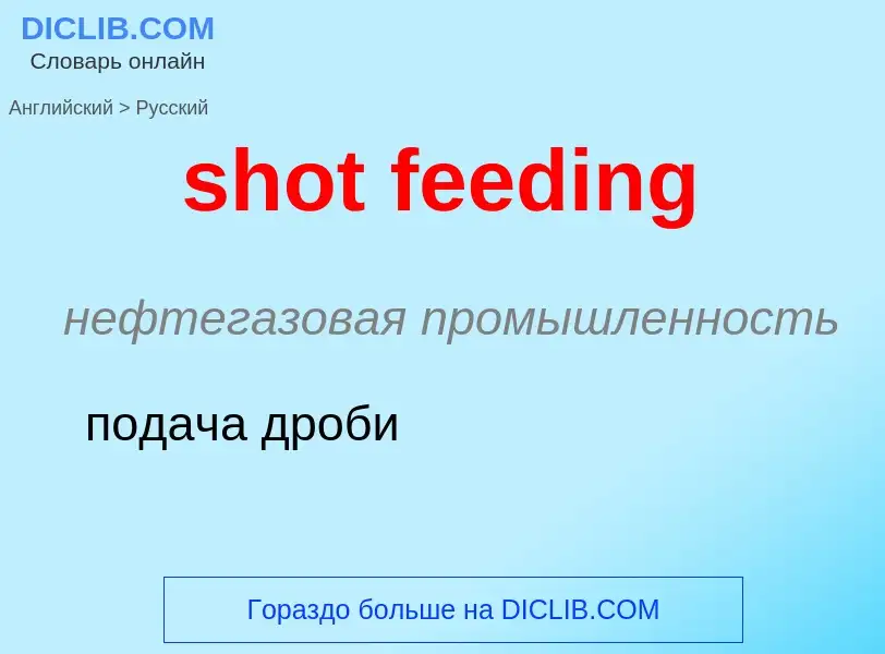 Как переводится shot feeding на Русский язык