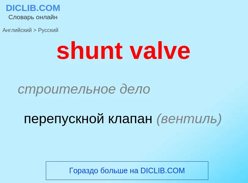 Как переводится shunt valve на Русский язык