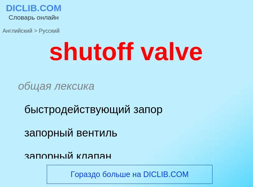 Как переводится shutoff valve на Русский язык