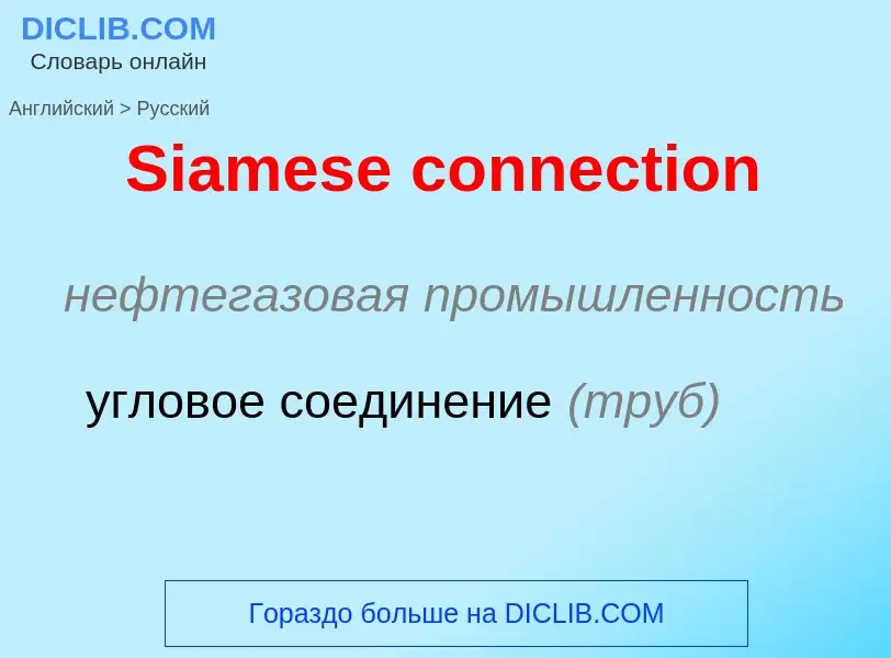 ¿Cómo se dice Siamese connection en Ruso? Traducción de &#39Siamese connection&#39 al Ruso