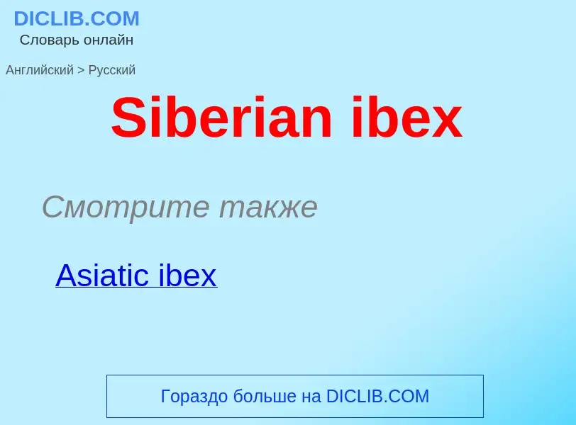 ¿Cómo se dice Siberian ibex en Ruso? Traducción de &#39Siberian ibex&#39 al Ruso