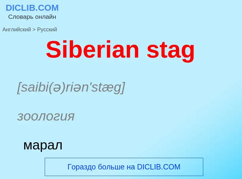 ¿Cómo se dice Siberian stag en Ruso? Traducción de &#39Siberian stag&#39 al Ruso