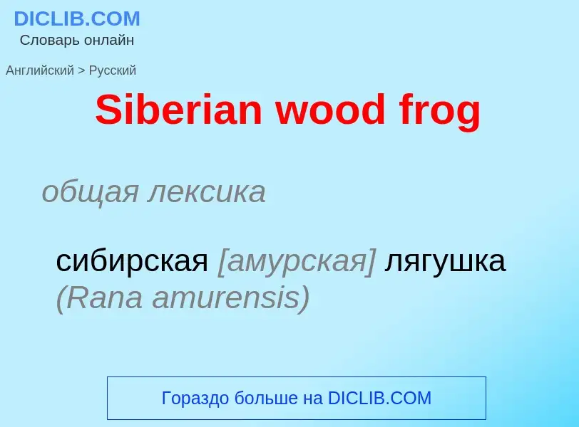 ¿Cómo se dice Siberian wood frog en Ruso? Traducción de &#39Siberian wood frog&#39 al Ruso