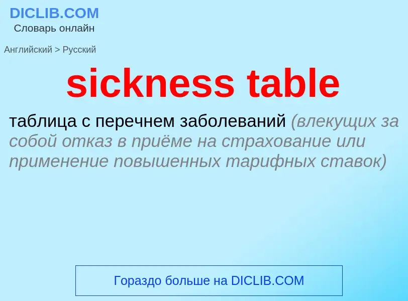 Как переводится sickness table на Русский язык