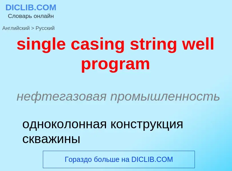 Vertaling van &#39single casing string well program&#39 naar Russisch