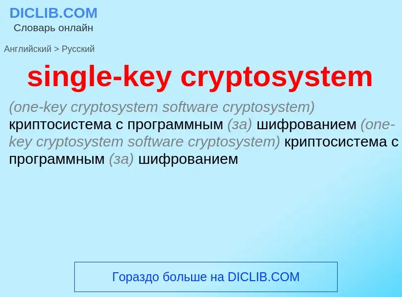 What is the Russian for single-key cryptosystem? Translation of &#39single-key cryptosystem&#39 to R