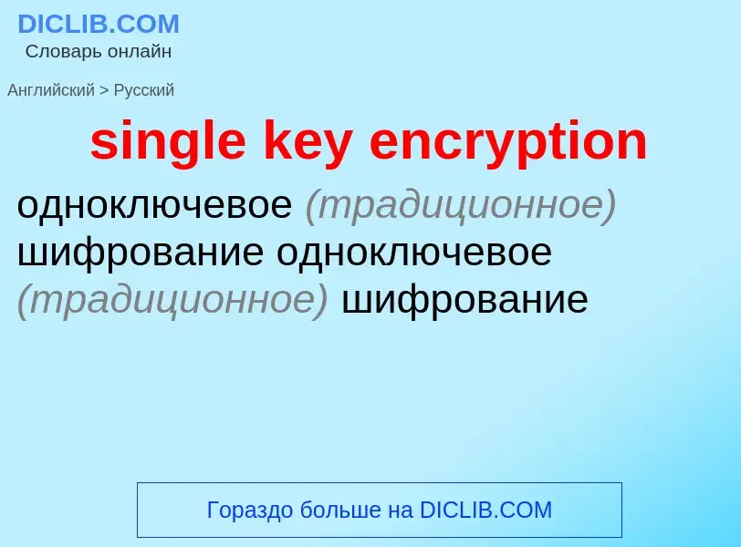 Как переводится single key encryption на Русский язык