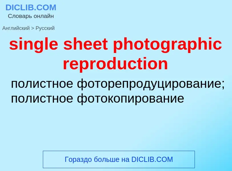 Как переводится single sheet photographic reproduction на Русский язык