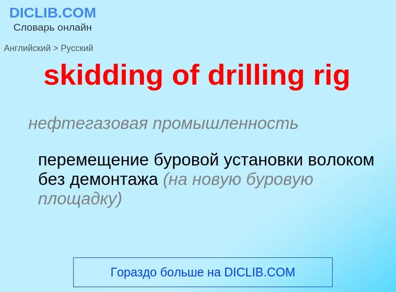 Como se diz skidding of drilling rig em Russo? Tradução de &#39skidding of drilling rig&#39 em Russo