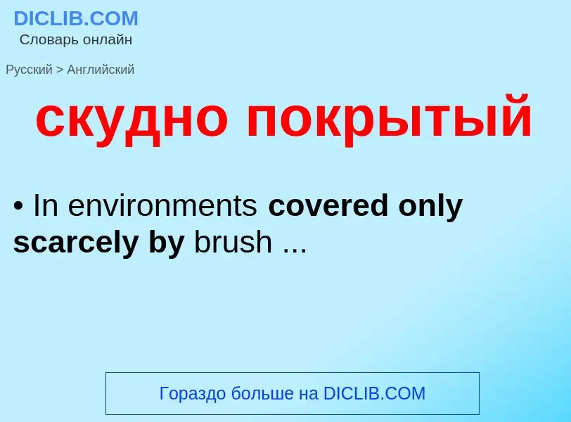 Como se diz скудно покрытый em Inglês? Tradução de &#39скудно покрытый&#39 em Inglês