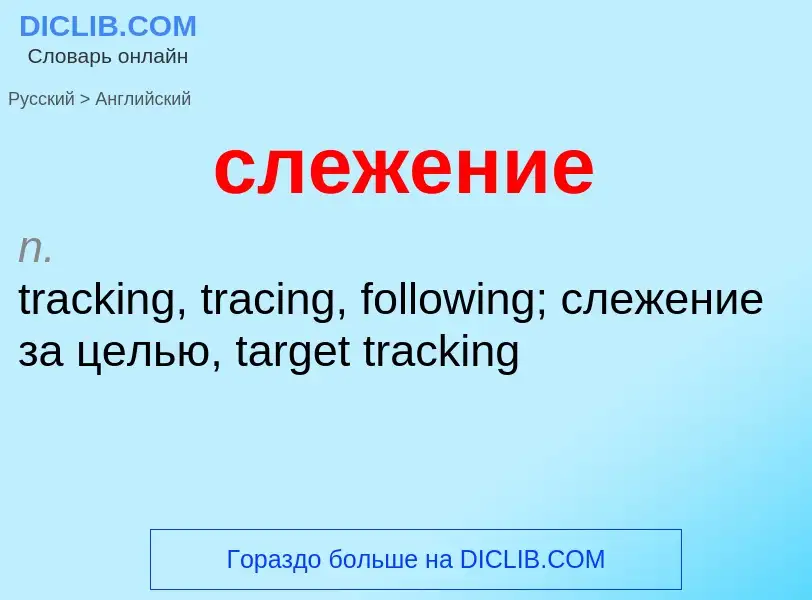 Como se diz слежение em Inglês? Tradução de &#39слежение&#39 em Inglês