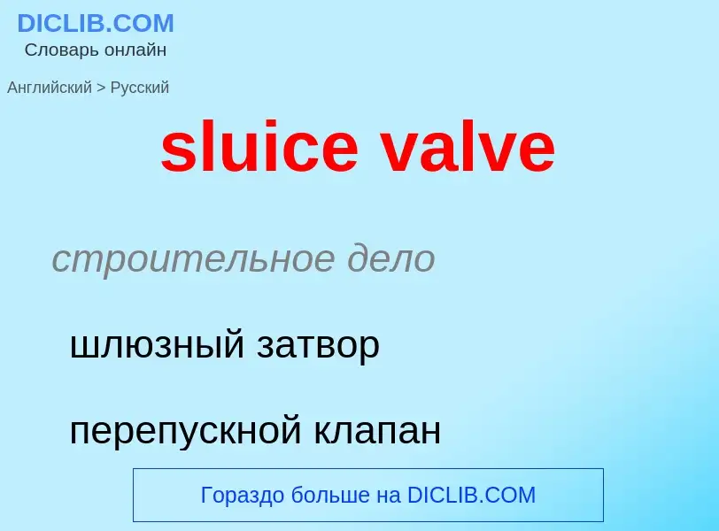 Как переводится sluice valve на Русский язык