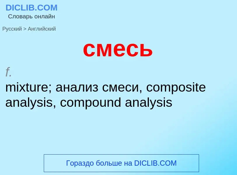 Como se diz смесь em Inglês? Tradução de &#39смесь&#39 em Inglês