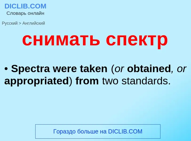 Como se diz снимать спектр em Inglês? Tradução de &#39снимать спектр&#39 em Inglês