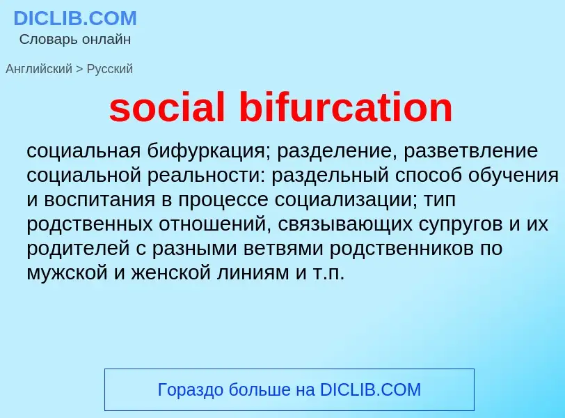 Как переводится social bifurcation на Русский язык